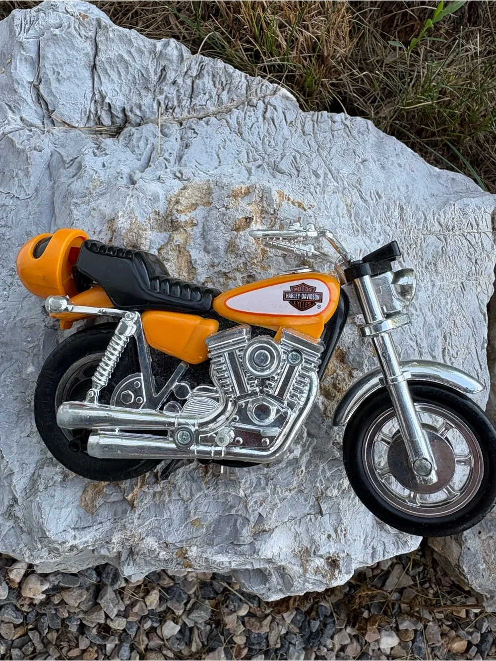 Harley-Davidson Orange Mini Motorcycle Toy Matchbox Vintage Clean Pet/SmokeFree